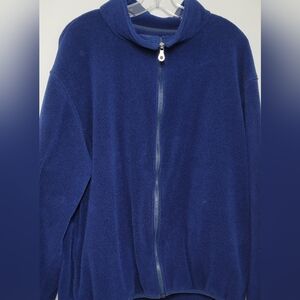 Lands End Full Zipper Velour Jacket Blue XL